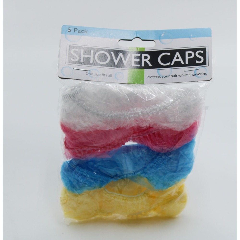 5 Pack Disposable Shower Caps One Size Fits All 5 Pcs Each Pack